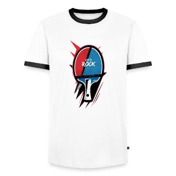 Table tennis rackets for athletes - Lets Rock - Men's Ringer Shirt - white/black - Front - AI Model Female 172 light (172cm) & AI Model Male 178 dark (178cm)