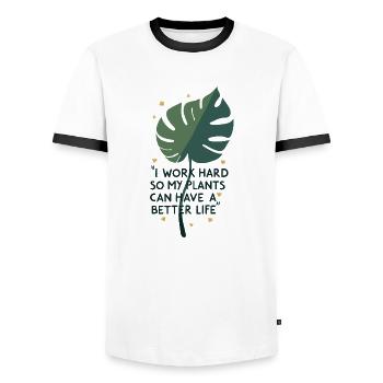 Better Life Plants - Men's Ringer Shirt - white/black - Front - AI Model Female 172 light (172cm) & AI Model Male 178 dark (178cm)