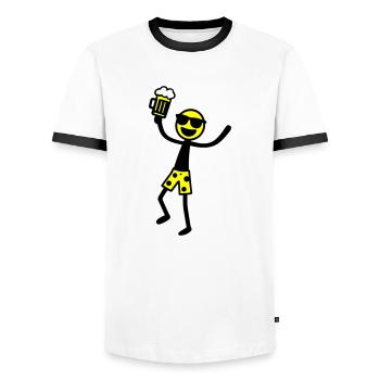 Strichmännchen Bier Party Urlaub - Männer Kontrast-T-Shirt - Weiß/Schwarz - Vorne - AI Model Female 172 light (172cm) & AI Model Male 178 dark (178cm)