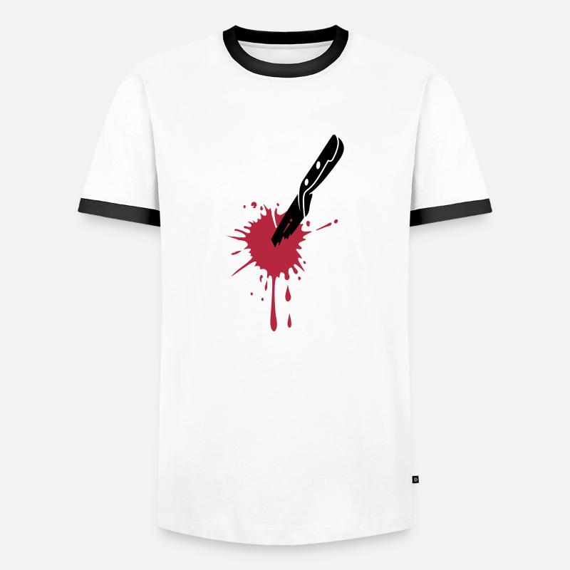 BLOOD MESSER - Männer Kontrast-T-Shirt - Weiß/Schwarz