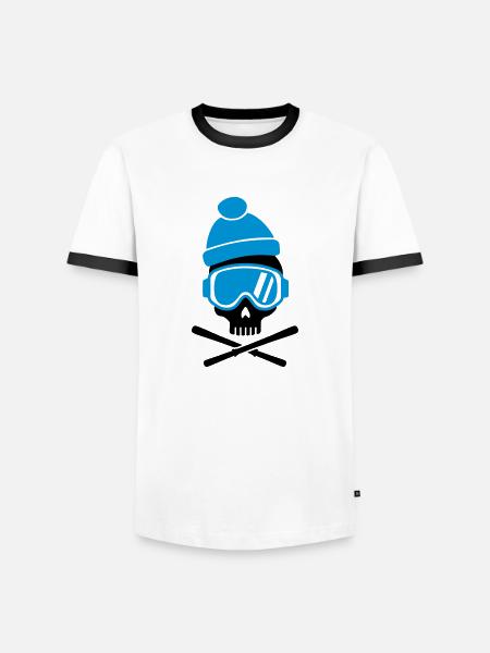 Ski - Männer Kontrast-T-Shirt - Weiß/Schwarz