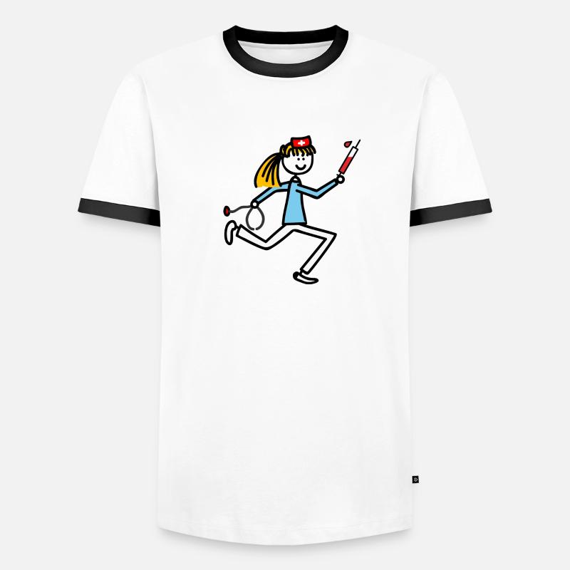 Krankenschwester - Männer Kontrast-T-Shirt - Weiß/Schwarz