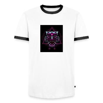 Tigre néon - T-shirt contrasté Homme - blanc/noir - Devant - AI Model Female 172 light (172cm) & AI Model Male 178 dark (178cm)