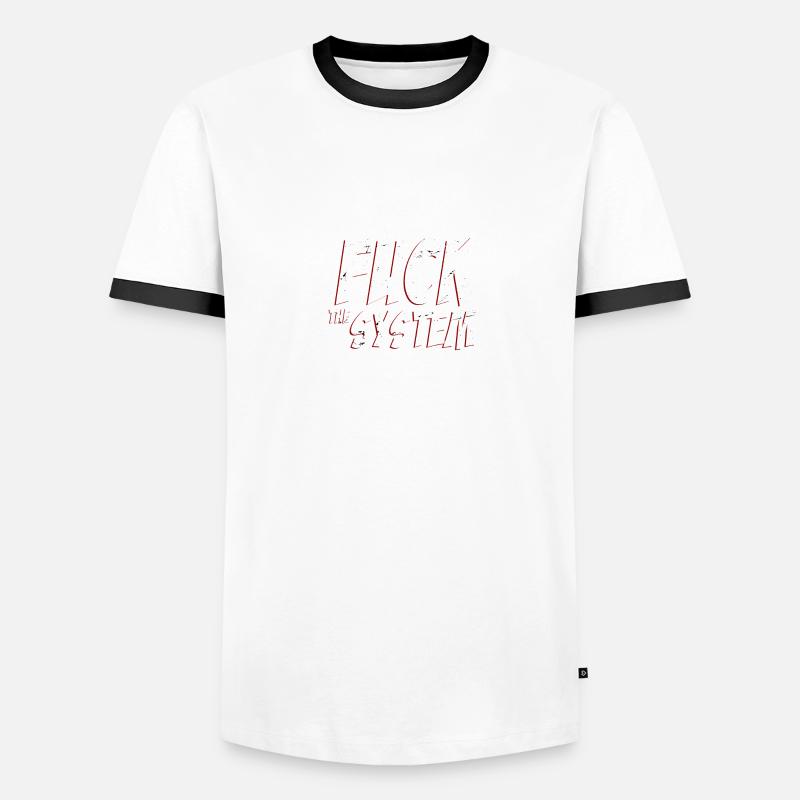 Fick das System - Männer Kontrast-T-Shirt - Weiß/Schwarz