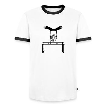 Gymnast on the uneven bars - Men's Ringer Shirt - white/black - Front - AI Model Female 172 light (172cm) & AI Model Male 178 dark (178cm)