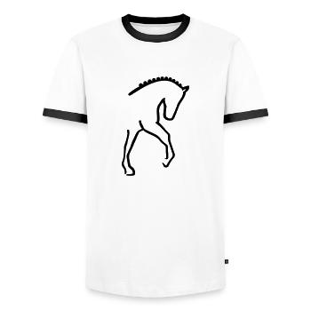 Dressage - T-shirt contrasté Homme - blanc/noir - Devant - AI Model Female 172 light (172cm) & AI Model Male 178 dark (178cm)