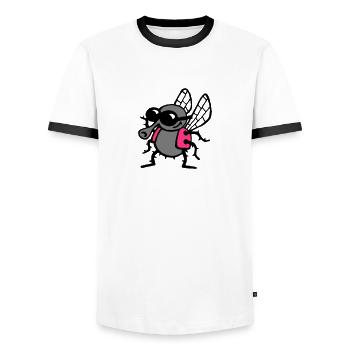 cool_fly_3c_white - Men's Ringer Shirt - white/black - Front - AI Model Female 172 light (172cm) & AI Model Male 178 dark (178cm)