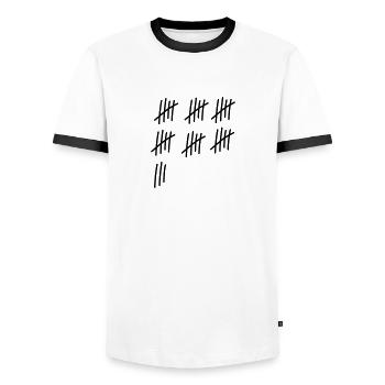 33 strokes / / 33 times / / Birthday / / gift - Men's Ringer Shirt - white/black - Front - AI Model Female 172 light (172cm) & AI Model Male 178 dark (178cm)