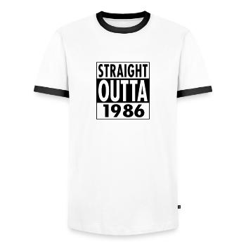 Straight Outta 1986 - Männer Kontrast-T-Shirt - Weiß/Schwarz - Vorne - AI Model Female 172 light (172cm) & AI Model Male 178 dark (178cm)