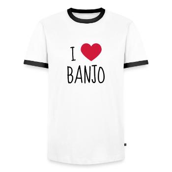 Banjo Banjoïste Musique Musicien Concert - T-shirt contrasté Homme - blanc/noir - Devant - AI Model Female 172 light (172cm) & AI Model Male 178 dark (178cm)