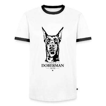 Doberman Mom Dog Dog Doberman Wilsigns - Men's Ringer Shirt - white/black - Front - AI Model Female 172 light (172cm) & AI Model Male 178 dark (178cm)