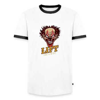 Soulever comme une bête clown - T-shirt contrasté Homme - blanc/noir - Devant - AI Model Female 172 light (172cm) & AI Model Male 178 dark (178cm)