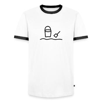Bucket & scoop - Men's Ringer Shirt - white/black - Front - AI Model Female 172 light (172cm) & AI Model Male 178 dark (178cm)