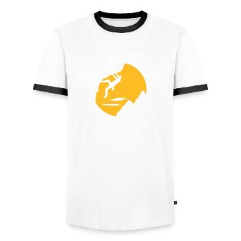 Escalade, corde, les noeuds, la montagne, la - T-shirt contrasté Homme - blanc/noir - Devant - AI Model Female 172 light (172cm) & AI Model Male 178 dark (178cm)