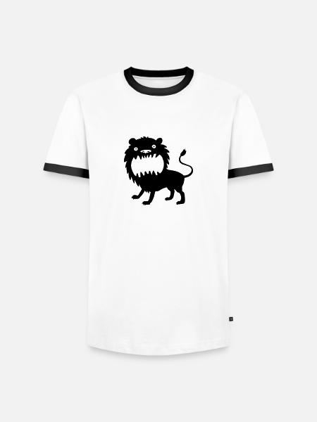 Löwe - Männer Kontrast-T-Shirt - Weiß/Schwarz