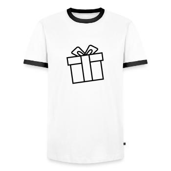 cadeau - paquet - noël - T-shirt contrasté Homme - blanc/noir - Devant - AI Model Female 172 light (172cm) & AI Model Male 178 dark (178cm)