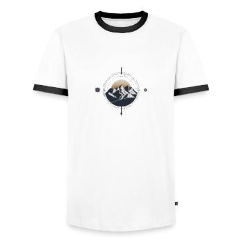 Randonnée à la Boussole de montagne - T-shirt contrasté Homme - blanc/noir - Devant - AI Model Female 172 light (172cm) & AI Model Male 178 dark (178cm)