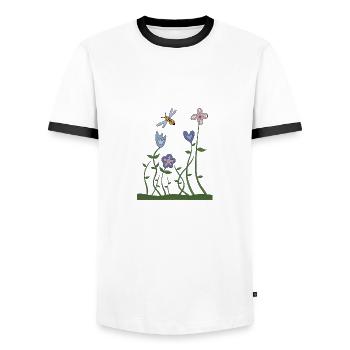 Lebende Blumen wiese - Männer Kontrast-T-Shirt - Weiß/Schwarz - Vorne - AI Model Female 172 light (172cm) & AI Model Male 178 dark (178cm)