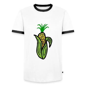 Épi de maïs - T-shirt contrasté Homme - blanc/noir - Devant - AI Model Female 172 light (172cm) & AI Model Male 178 dark (178cm)