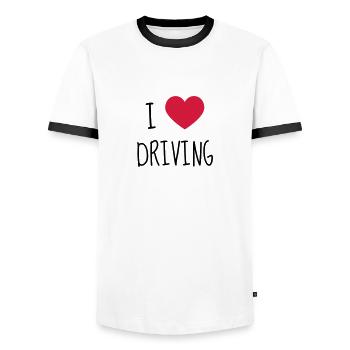 Fahrer Fahren Sport Auto Spieler - Männer Kontrast-T-Shirt - Weiß/Schwarz - Vorne - AI Model Female 172 light (172cm) & AI Model Male 178 dark (178cm)