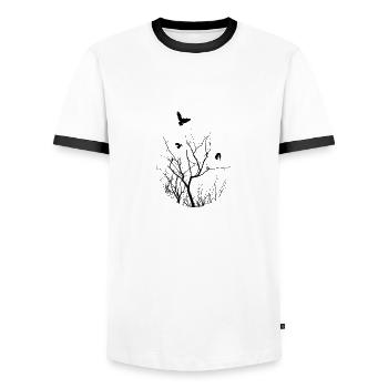 Bird - Men's Ringer Shirt - white/black - Front - AI Model Female 172 light (172cm) & AI Model Male 178 dark (178cm)