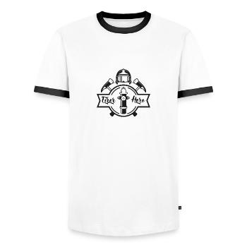 Fire Hero - Männer Kontrast-T-Shirt - Weiß/Schwarz - Vorne - AI Model Female 172 light (172cm) & AI Model Male 178 dark (178cm)