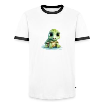 kleine süße Schildkröte - Männer Kontrast-T-Shirt - Weiß/Schwarz - Vorne - AI Model Female 172 light (172cm) & AI Model Male 178 dark (178cm)