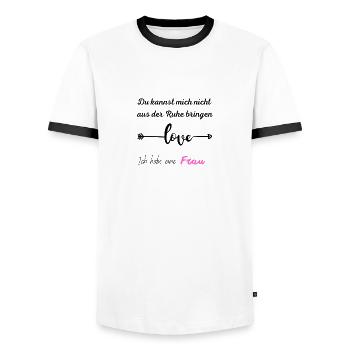 Lustiges Shirt für Männer & Frauen - Männer Kontrast-T-Shirt - Weiß/Schwarz - Vorne - AI Model Female 172 light (172cm) & AI Model Male 178 dark (178cm)