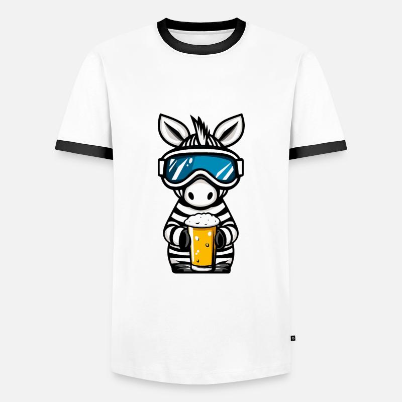 Zebra Ski Bier - Männer Kontrast-T-Shirt - Weiß/Schwarz