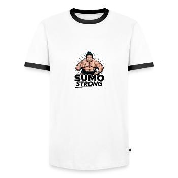 Sumo Strong - Men's Ringer Shirt - white/black - Front - AI Model Female 172 light (172cm) & AI Model Male 178 dark (178cm)