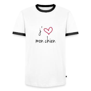 i love my dog - Männer Kontrast-T-Shirt - Weiß/Schwarz - Vorne - AI Model Female 172 light (172cm) & AI Model Male 178 dark (178cm)