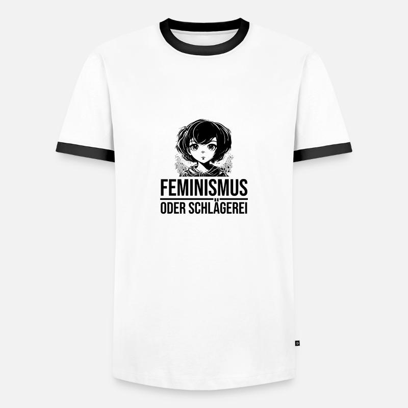 Feminismus oder Schlägerei - Männer Kontrast-T-Shirt - Weiß/Schwarz