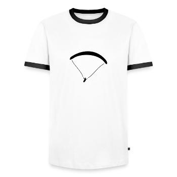paragliding, gliding, flying, skydiving, parachute - Men's Ringer Shirt - white/black - Front - AI Model Female 172 light (172cm) & AI Model Male 178 dark (178cm)