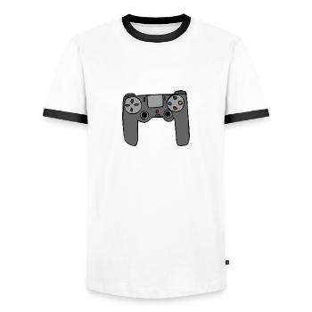 Controller - Men's Ringer Shirt - white/black - Front - AI Model Female 172 light (172cm) & AI Model Male 178 dark (178cm)