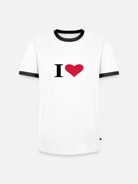 i love - Männer Kontrast-T-Shirt - Weiß/Schwarz