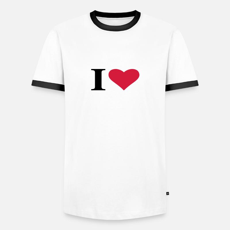 i love - Männer Kontrast-T-Shirt - Weiß/Schwarz