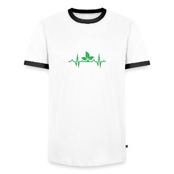 Vegan gift idea for vegans - Men's Ringer Shirt - white/black - Front - AI Model Female 172 light (172cm) & AI Model Male 178 dark (178cm)