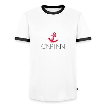 Captain Cool Anchor Logo - Männer Kontrast-T-Shirt - Weiß/Schwarz - Vorne - AI Model Female 172 light (172cm) & AI Model Male 178 dark (178cm)