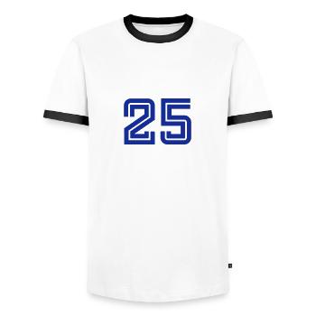 College Numbers, Nummern, Sports Numbers, 25 - T-shirt contrasté Homme - blanc/noir - Devant - AI Model Female 172 light (172cm) & AI Model Male 178 dark (178cm)