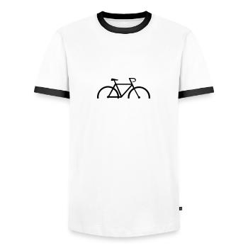 Halbes Fahrrad / half a bicycle (1c) - Men's Ringer Shirt - white/black - Front - AI Model Female 172 light (172cm) & AI Model Male 178 dark (178cm)