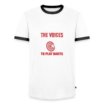 Jouer Dart Cadeau de fête d’anniversaire - T-shirt contrasté Homme - blanc/noir - Devant - AI Model Female 172 light (172cm) & AI Model Male 178 dark (178cm)