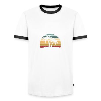 Monterey State Beach Bienvenue en Californie estivale - T-shirt contrasté Homme - blanc/noir - Devant - AI Model Female 172 light (172cm) & AI Model Male 178 dark (178cm)