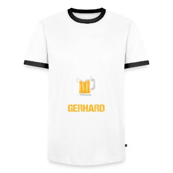 les amateurs de bière l’alcool célèbrent Gerhard - T-shirt contrasté Homme - blanc/noir - Devant - AI Model Female 172 light (172cm) & AI Model Male 178 dark (178cm)