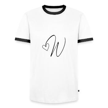 Lettre W Lettre-W Calligraphie - T-shirt contrasté Homme - blanc/noir - Devant - AI Model Female 172 light (172cm) & AI Model Male 178 dark (178cm)