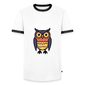 Owl Halloween Animal - Men's Ringer Shirt - white/black - Front - AI Model Female 172 light (172cm) & AI Model Male 178 dark (178cm)