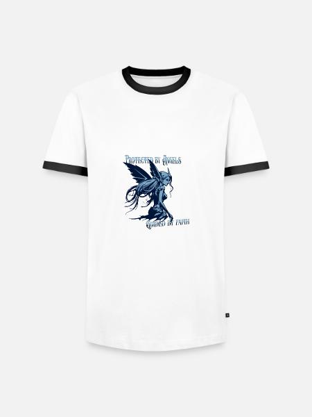 Angels Protect Me – Faith Design - Men's Ringer Shirt - white/black