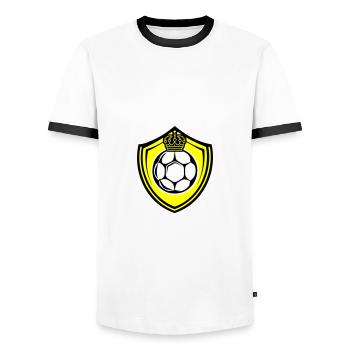 Soccer Logo Shield Team - Men's Ringer Shirt - white/black - Front - AI Model Female 172 light (172cm) & AI Model Male 178 dark (178cm)