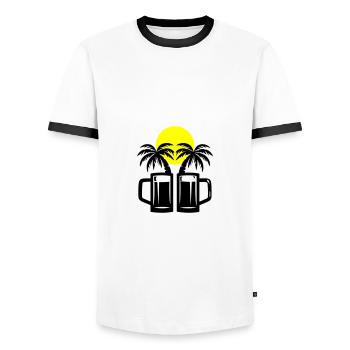Palmiers de vacances à la bière - T-shirt contrasté Homme - blanc/noir - Devant - AI Model Female 172 light (172cm) & AI Model Male 178 dark (178cm)