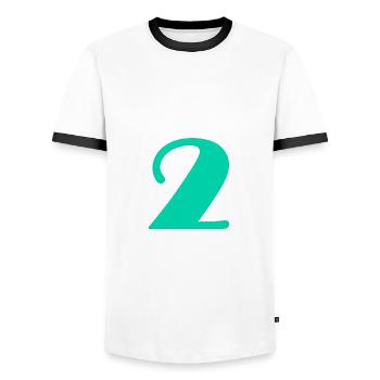 2 JAHRE. 2. JUBILÄUM. GEBURTSTAG 2 JAHRE. 2 - Männer Kontrast-T-Shirt - Weiß/Schwarz - Vorne - AI Model Female 172 light (172cm) & AI Model Male 178 dark (178cm)
