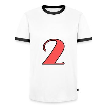 2. 2 JAHRE. 2. JUBILÄUM. GEBURTSTAG 2 JAHRE. 2 - Männer Kontrast-T-Shirt - Weiß/Schwarz - Vorne - AI Model Female 172 light (172cm) & AI Model Male 178 dark (178cm)